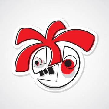 Colored cartoon sticker face Stock Illustration