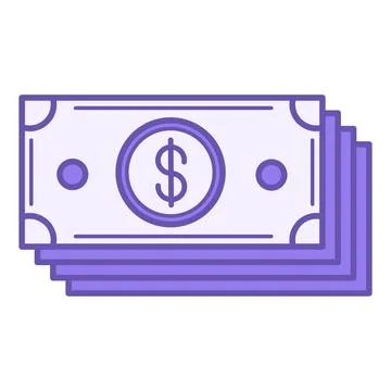Colored Cash Icon. Dollar Bills Vector Icon. Business and Finance Concept Stock Illustration
