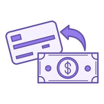 Colored Cashback Icon. Vector Illustration. Dollar Bill and Bank Card. Part.. Stock Illustration