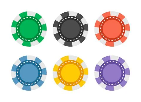 Colored casino chips set isolated on white background. Vector Stock Illustration