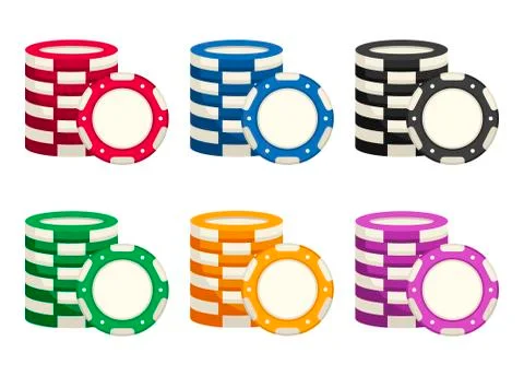 Colored casino chips set isolated on white background. Vector illustration Stock Illustration