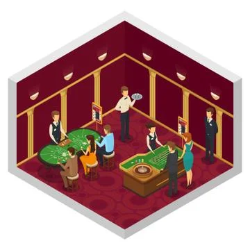 Colored Casino Isometric Interior Stock Illustration