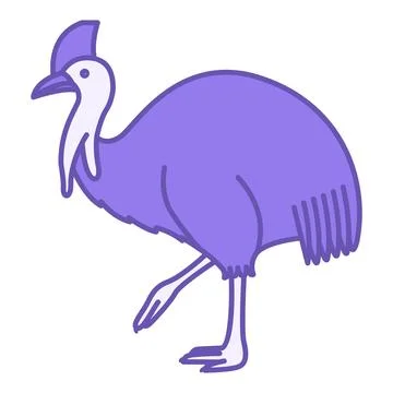Colored Cassowary Icon. Vector Illustration. Flightless Large Tropical Bird.. Stock Illustration
