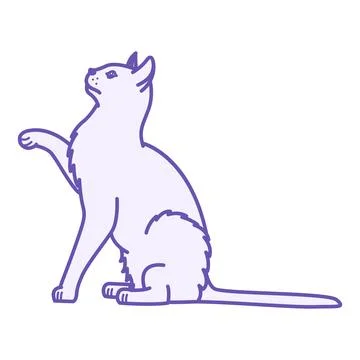 Colored Cat Icon. Vector Illustration. Small Predatory Mammal. Sitting Cute.. Stock Illustration
