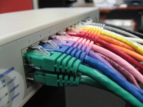 Colored CAT5e CAT6 Patch Leads Stock Photos