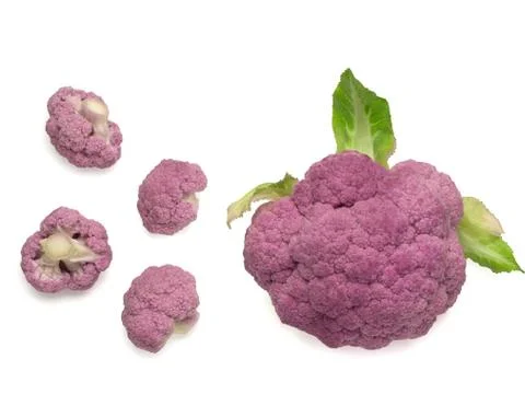 Colored cauliflower path isolated on white top view Stock Photos