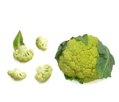 Colored cauliflower path isolated on white top view Stock Photos