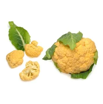 Colored cauliflower path isolated on white top view Stock Photos