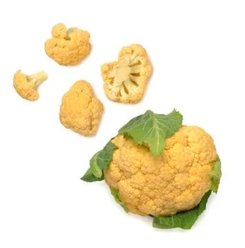 Colored cauliflower path isolated on white top view Stock Photos