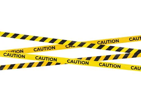 Colored Caution Warning lines, Danger signs isolated on white Stock Illustration