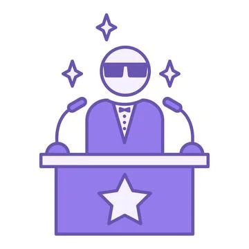 Colored Celebrity Icon. Vector Illustration. Famous Man With Glasses Behind.. Stock-Illustration