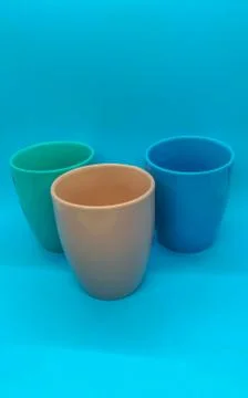 Colored ceramic coffee mugs Stock Photos