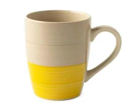 Colored ceramic mug isolated on white background. Stock Photos
