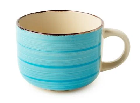 Colored ceramic mug isolated on white background. Stock Photos