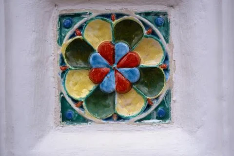 Colored ceramic tiles with pattern Stock Photos