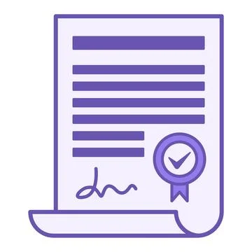 Colored Certificate Icon. Vector Illustration. Official Document with Seal .. Stock Illustration