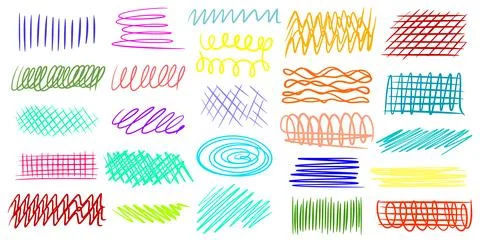 Colored chalk hatching big set Stockillustratie