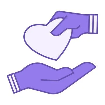 Colored Charity Icon. Vector Icon. Person Giving a Heart to Another Person... Stock Illustration