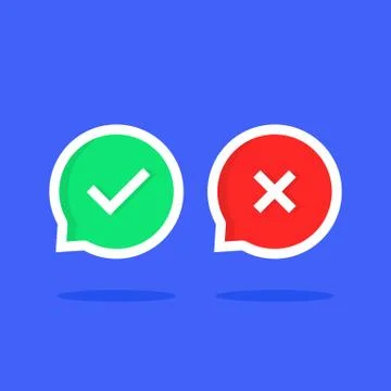 Colored check marks bubble like dos or donts Stock Illustration