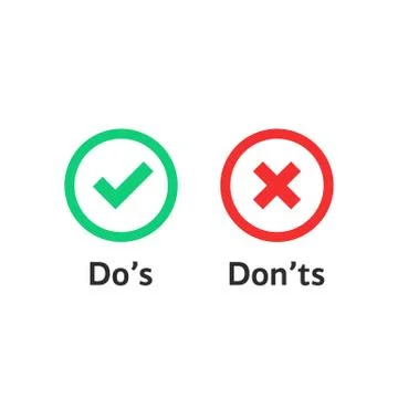 Colored check marks like dos and donts Stock Illustration