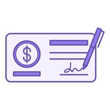 Colored Cheque Icon. Vector Illustration. Document Recording Payment Detail.. Stock Illustration