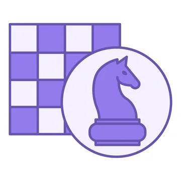 Colored Chess Icon. Vector Icon of Chess Board and Knight Piece. Chess figu.. Stock Illustration