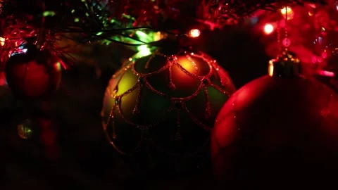 Colored Christmas lights blinking slowly Stock Footage 302545187