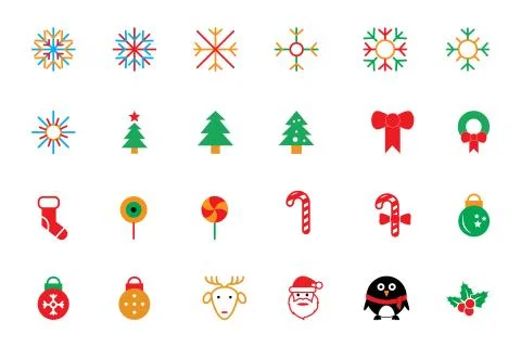 Colored Christmas Vector Icons Stock Illustration