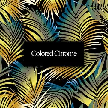 Colored chrome palm leaf vector seamless pattern Stock Illustration
