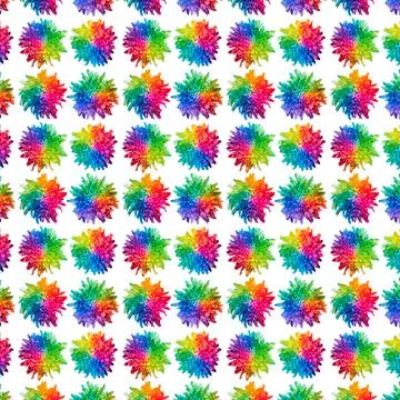 Colored chrysanthemums seamless pattern on white background, isolated Stock Photos