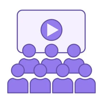 Colored Cinema Icon. Vector Icon. People Watch Movies on the Big Screen. Ci.. Stock Illustration