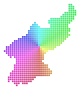 Colored Circle Dot North Korea Map Stock Illustration