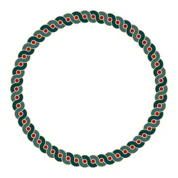 Colored circle frame with intertwined wave pattern, ancient greek motif Stock Illustration