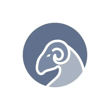 Colored circle with head goat logo design, vector graphic symbol icon illus.. イラスト素材