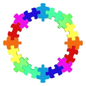 Colored circle jigsaw puzzle Stock Illustration