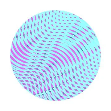 Colored circle with linear mesh textured of wavy stripes. Stock Illustration