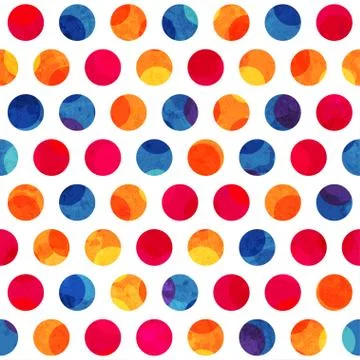 Colored circle seamless pattern with grunge effect Stock Illustration