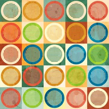Colored circle seamless pattern with grunge effect Stock Illustration
