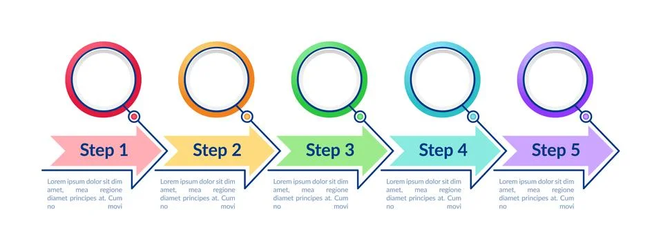 Colored circle steps vector infographic template Illustrazione stock