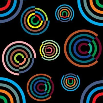 Colored circles on black background Stock Illustration