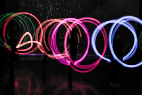 Colored circles in the dark 2 Stock Photos