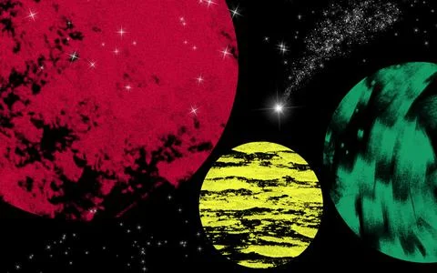 Colored circles on a dark background Stockillustratie