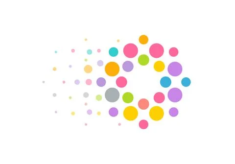 Colored circles logo concept with moving forward effect. Bright modern perfect Illustrazione stock