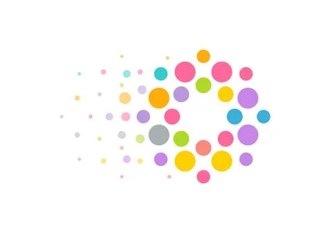 Colored circles logo concept with moving forward effect. Bright modern perfect Illustrazione stock