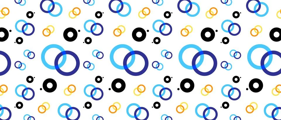 Colored circles pattern on white backdrop. Geometric forms background. Vector Illustrazione stock