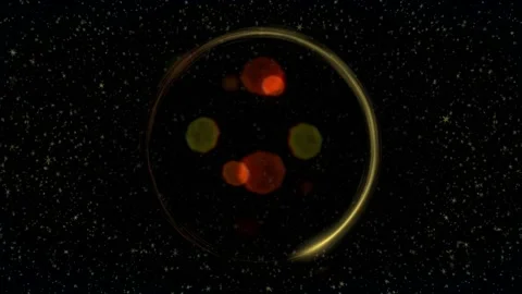 Colored circles with sparkling light shine stars.  Magic Christmas background Stock Footage 142571941
