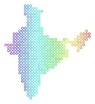 Colored Cirle Dot India Map Illustrazione stock