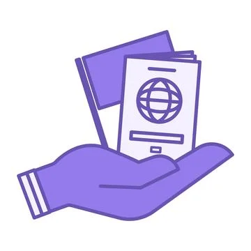 Colored Citizenship Icon. Vector Illustration. Flag and Passport in a Human.. Stock Illustration