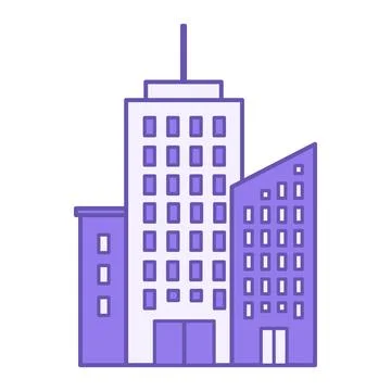 Colored City Icon. Vector Icon of Urban Residential Buildings. City Center,.. Ilustración de archivo
