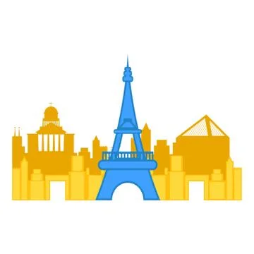 Colored cityscape of Paris with the eiffel tower 스톡 일러스트